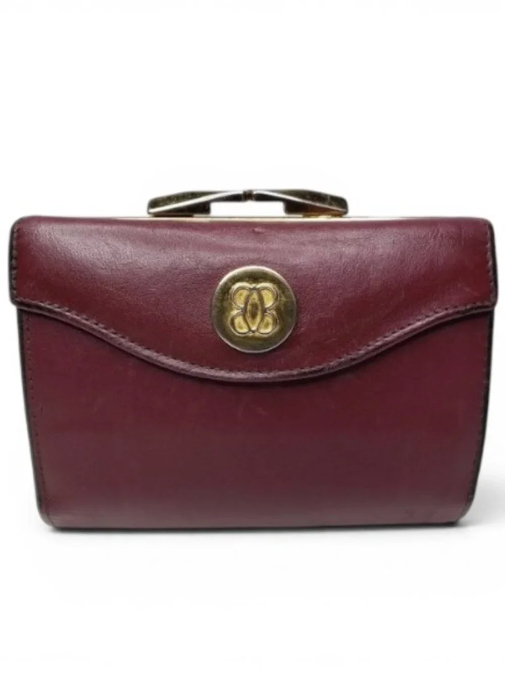 Vintage Bosca Wallet Women’s Burgundy Leather Bi Fold Snap Closure